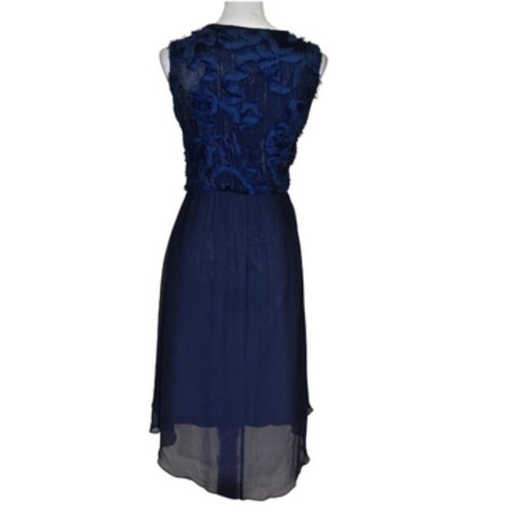 Enfocus Studio Navy Blue Rosette Bodice Sleeveless Chiffon Skirt Dress Size 10 - Picture 4 of 9